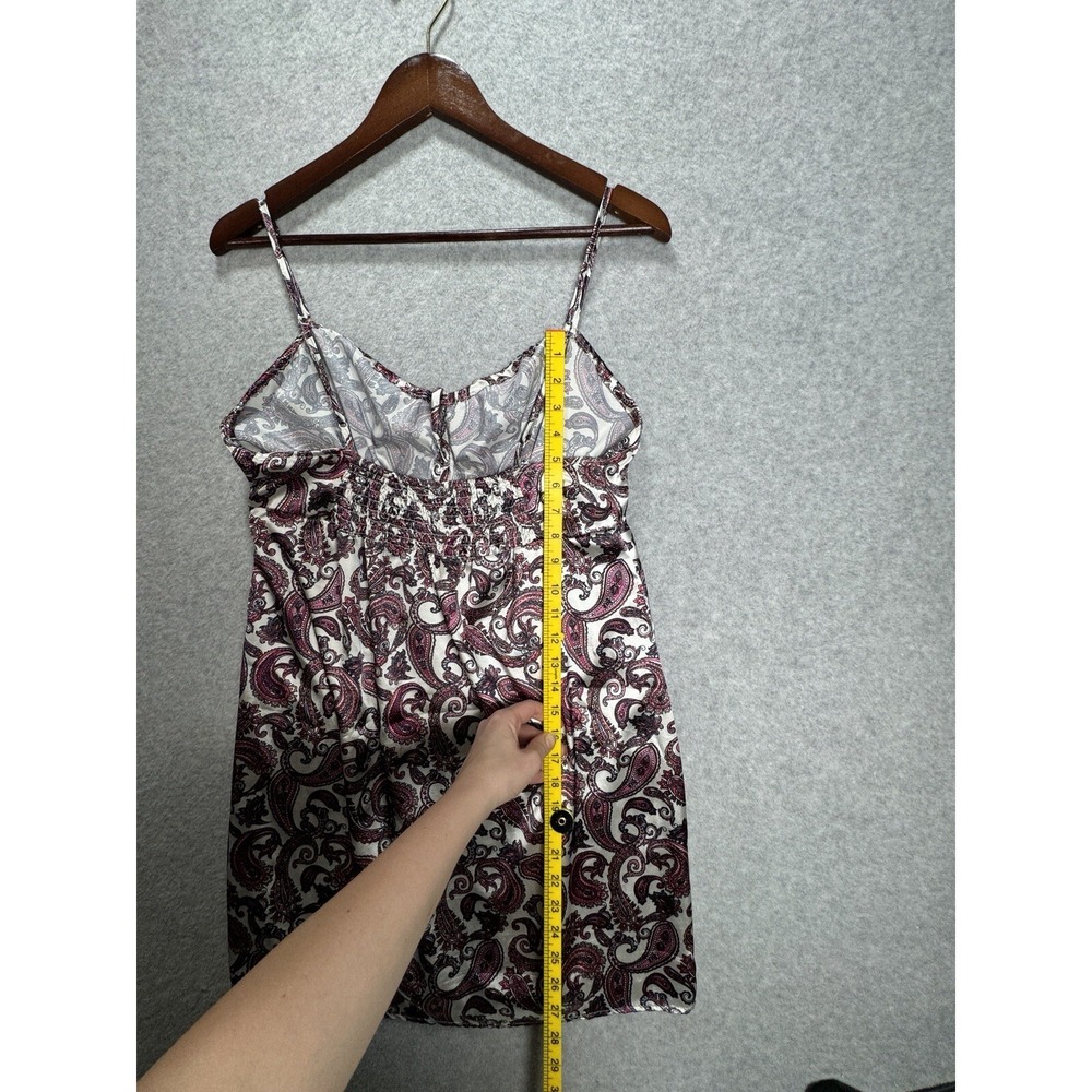 90s Y2K Silky‎ Satin Birch & Stone Women's Floral Mini Slip Dress Milkmaid Sz M - Picture 16 of 16